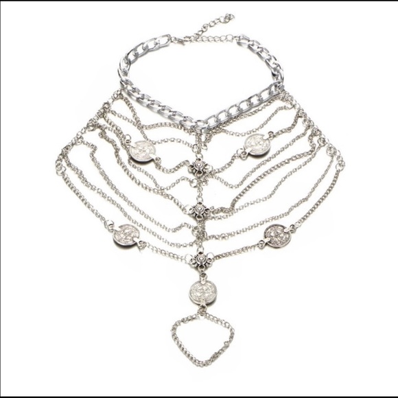 Multi-layer Coin Tassel Chain Anklet Set (Silver) - Picture 5 of 5